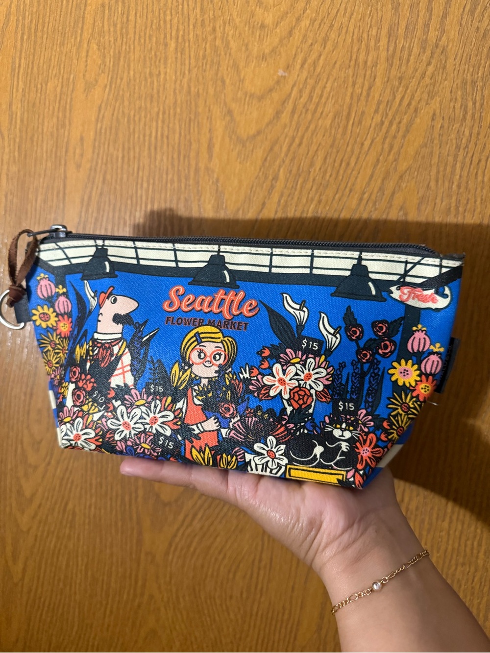 Seattle Floral Zip Cosmetic Pouch - Blue Printed Makeup Case